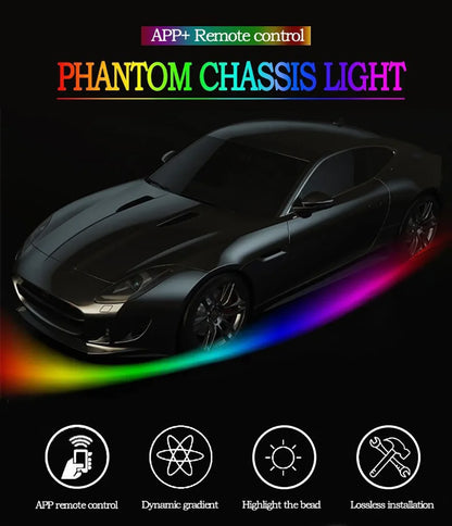Car Colorful Modification Rainbow APP Flow Light Running Lantern RGB Car Bottom Music Rhythm Decorative Light