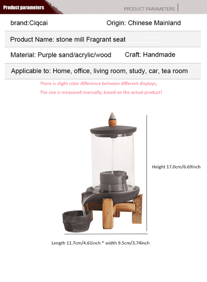 Purple Sand Time Comes Back Flow Incense Burner Decoration - Indoor Aroma Diffuser Stone Grinding Incense Pedestal Crafts