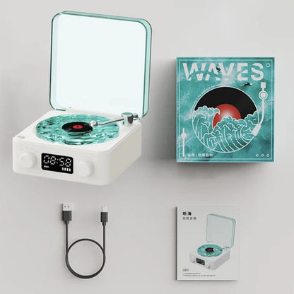2024 Nouveau haut-parleur de platine vinyle rétro avec bruit blanc sans fil Bluetooth lecteur de disque vinyle son stéréo effet de lampe de projection RVB