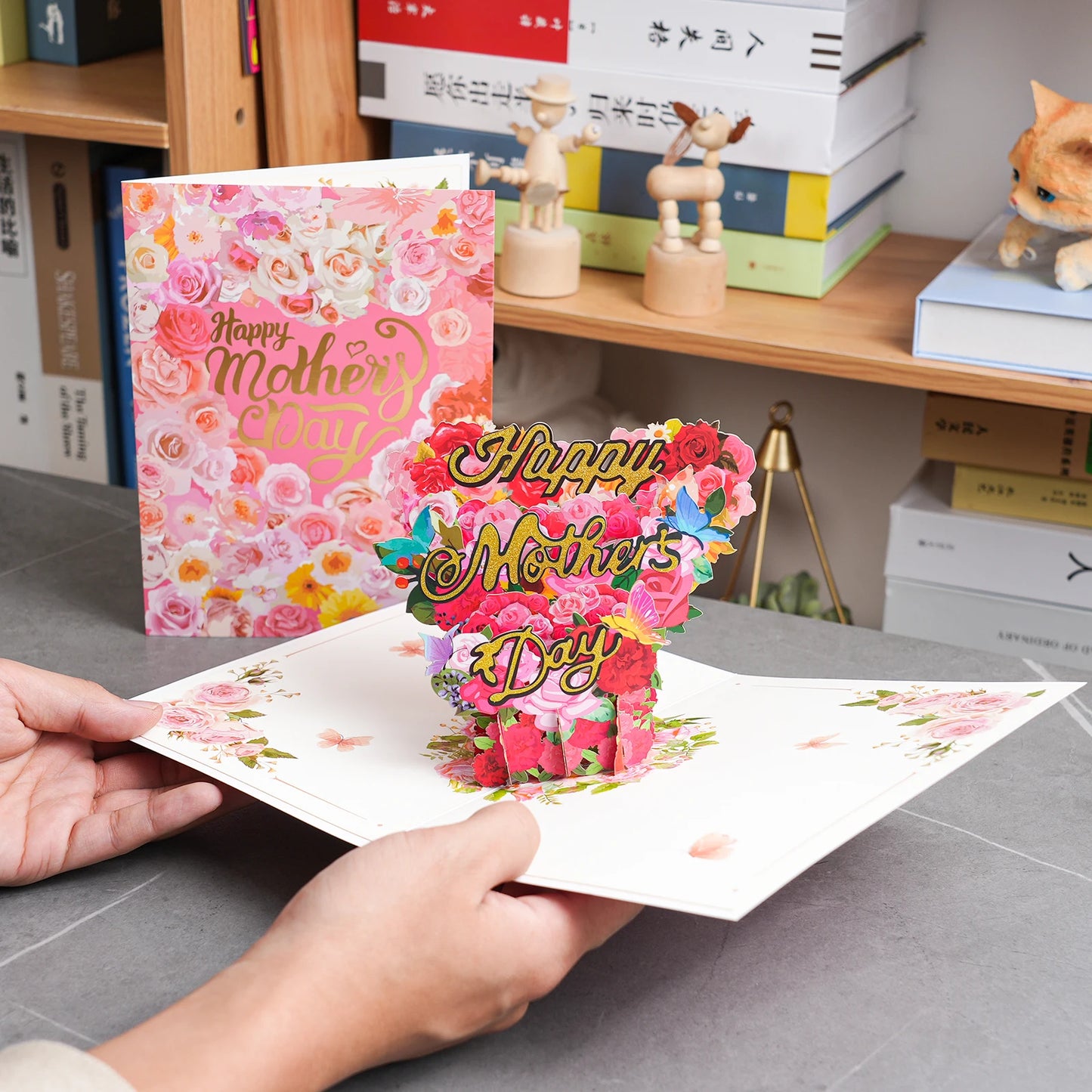 Tarjeta de felicitación emergente con flores en 3D para cumpleaños, día de la madre, día del padre, graduación, aniversario de bodas, mejórate pronto, simpatía