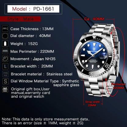 Pagani Design 2024 New NH35 Luxury Men's Automatic Mechanical Watch Top of the line Sapphire Stainless Steel Waterproof Sport 10