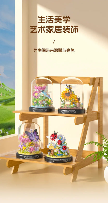 Adults Bouquet Flowers Micro Building Blocks Construction Set for Children Girl 9 to 12 Years Old Animal Insert Mini Bricks Toys