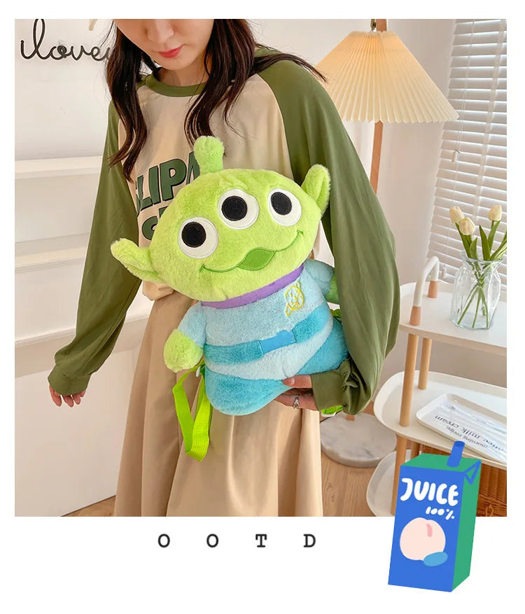 40cm Genuine Disney Toy Story Alien Plush Schoolbag Backpack Kawaii Soft Cartoon Stuffed Toy Child Kawaii Backpacks For Children