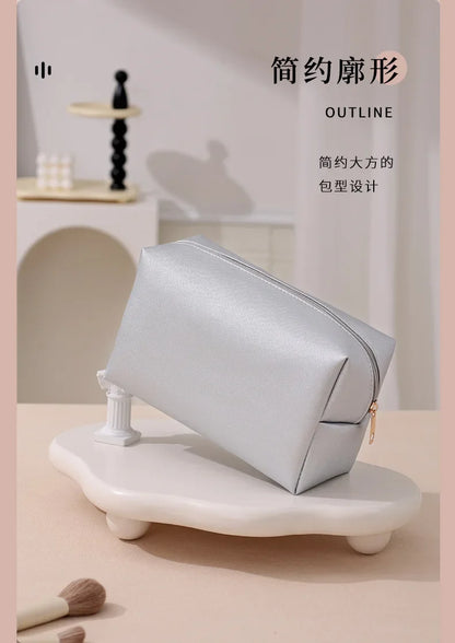 Small Makeup Bag PU Leather Travel Cosmetic Pouch Toiletry Bag for Women Portable Water-Resistant  Personalized Embroidery