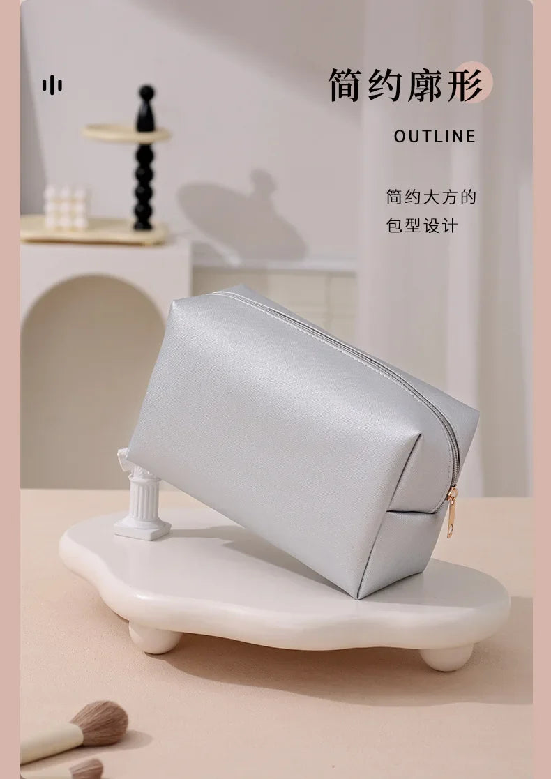 Small Makeup Bag PU Leather Travel Cosmetic Pouch Toiletry Bag for Women Portable Water-Resistant  Personalized Embroidery