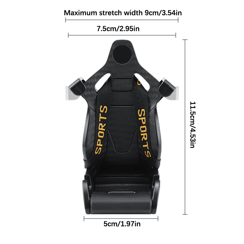 360 Carbon Fiber Pattern Racing Seat Shaped Car Phone Bracket GPS Support For Different Phone Models Air Vent Universal Tools