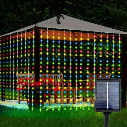6X3M 3X3M Solar Curtain Light Outdoor Led Icicle Light 8 Modes Waterfall Christmas Fairy String Light for Garden Patio Decor