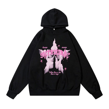 American Street Style Pattern Printed Hooded Sweater Men's and Women's Autumn and Winter Casual Fashion Couple's Coat