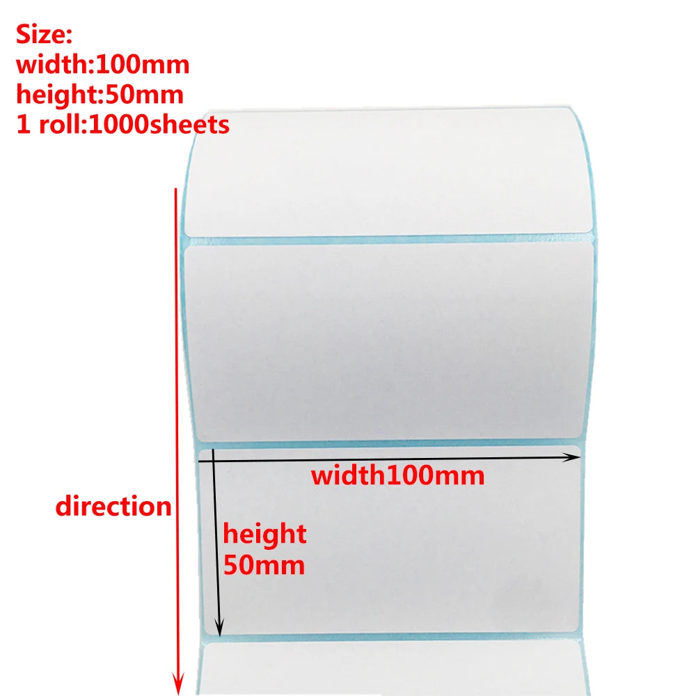 100mm Width Multiple Size Thermal Labels Paper Roll Stickers White Blank Labels For Thermal Label  Self-Adhesive Paper Stickers