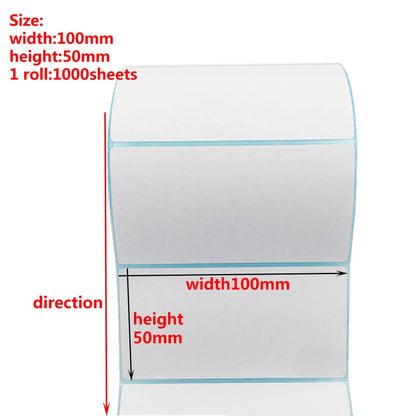 Étiquettes thermiques de 100 mm de largeur, plusieurs tailles, rouleaux de papier autocollants, étiquettes vierges blanches pour étiquettes thermiques, autocollants en papier auto-adhésifs