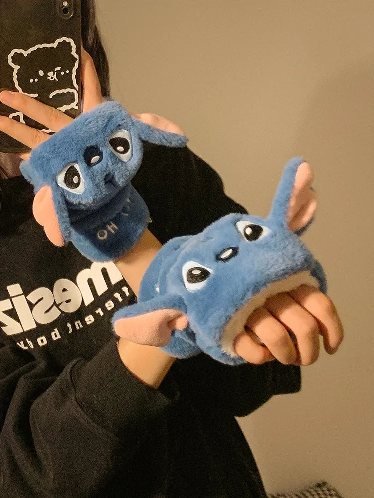 Original Disney Stitch Alex Didi Ear Muffs Gloves Plush Windproof Warm Cute 2024 New Ear Bags Children Ear Cover Winter Kid Gift