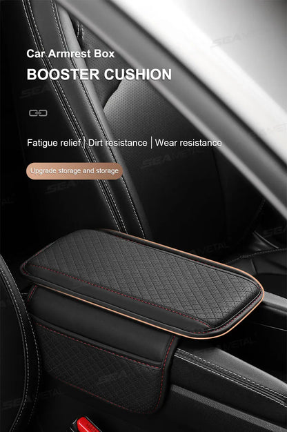 SEAMETAL Car Arm Rest Cover Cushion Wear-Resistant Center Console Box Protector Anti Slip Armrest Box Pad with Storage Pocket