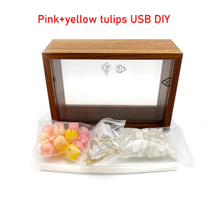 Tulip Nightlight Photo Frame Eternal Flower Home Decor DIY Cute Ornaments Birthday Gift Valentine's Day Surprise Christmas