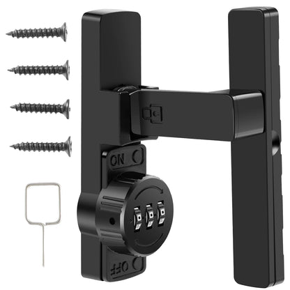 Password Sliding Door Lock 90/180 Degree Flip Combination Cabinet Locks Barn Door Lock Latch for Small Doors Storage Room Garage