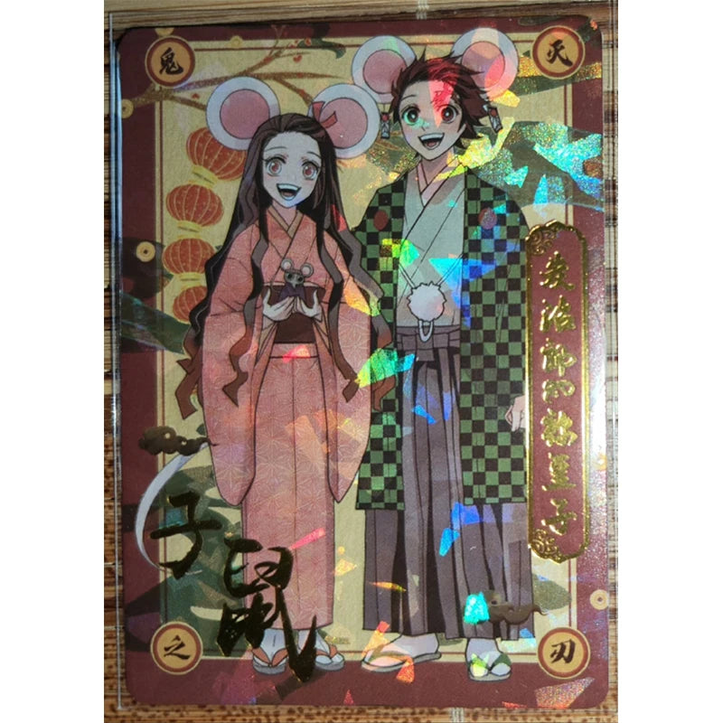 Anime Demon Slayer Kamado Tanjirou Kochou Shinobu Kanroji Mitsuri Iguro Obanai Collection Card Birthday Gifts Children's Toys