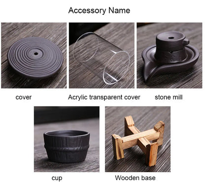 Purple Sand Time Comes Back Flow Incense Burner Decoration - Indoor Aroma Diffuser Stone Grinding Incense Pedestal Crafts