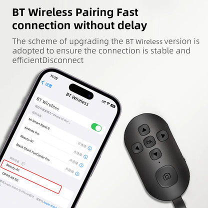 Rechargeable Bluetooth Remote Controller 7 Buttons For iPhone Android Mobile Phone Selfie Photo Shutter For Tiktok Page Turning