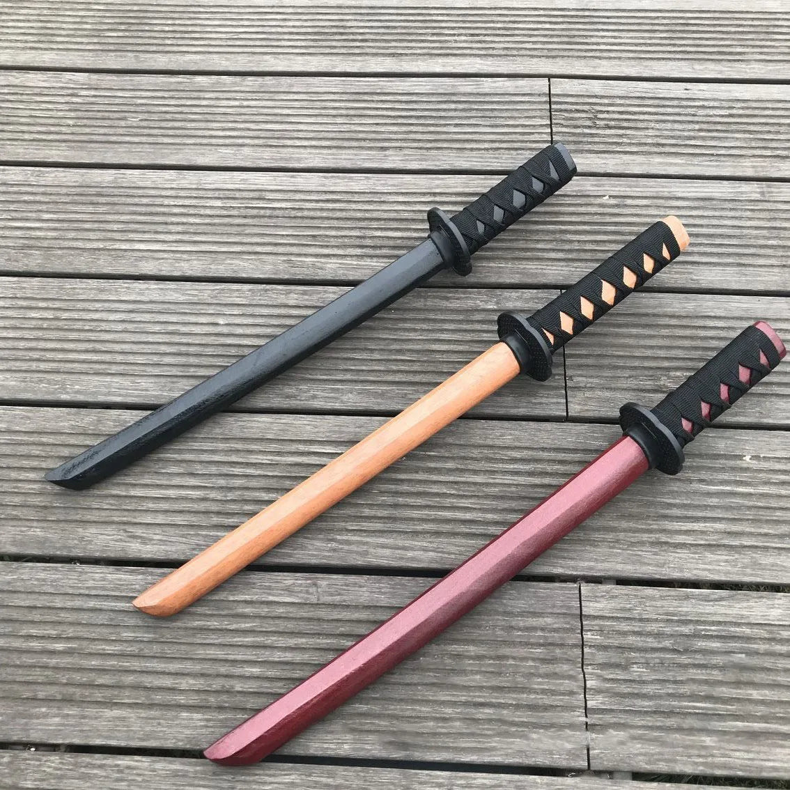 60cm Demon Katana Wood Sword Cosplay Performance Props Ninja Sword Toy For Children Aikido Wooden  Knife