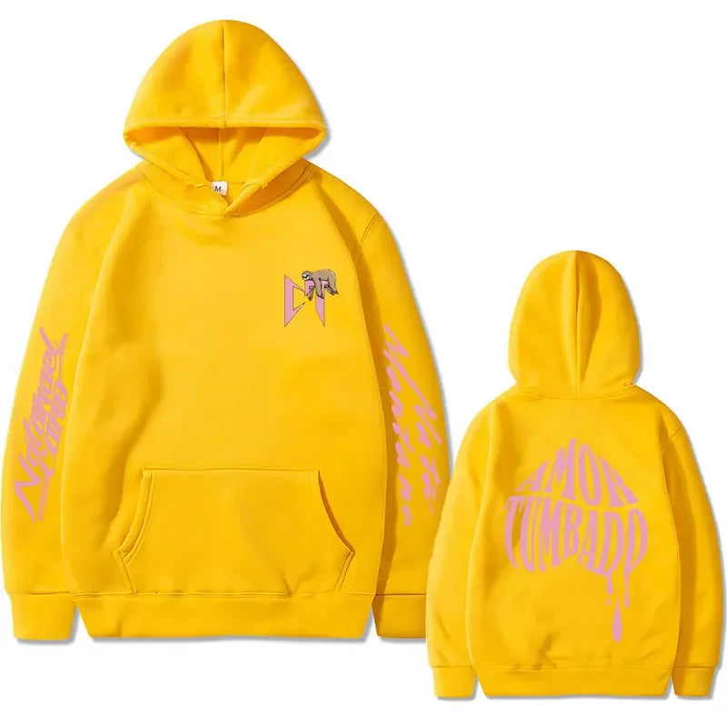 Singer Natanael Cano Amor Tumbado Pink CT Sloth Print Hoodie Men's Fashion Casual Sweatshirt Male Hip Hop Oversized Streetwear