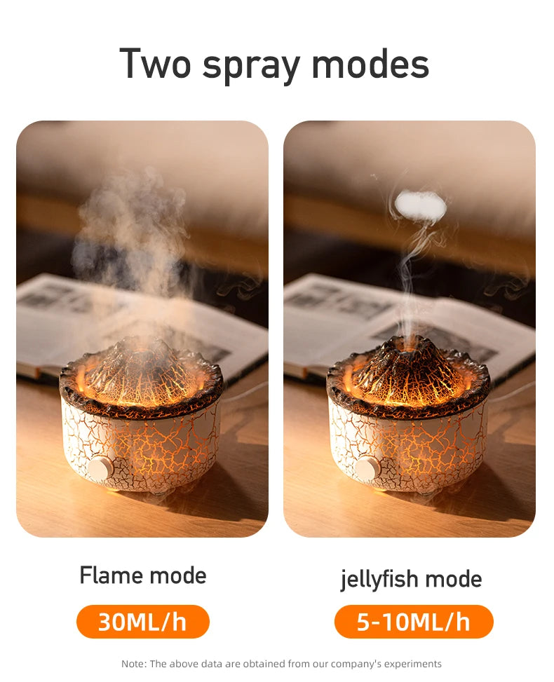 560ml Volcanic Flame Humidifiers Air Aroma Diffuser Essential Oils Humidifier Diffuser For Bedroom Home Purifier Humificador