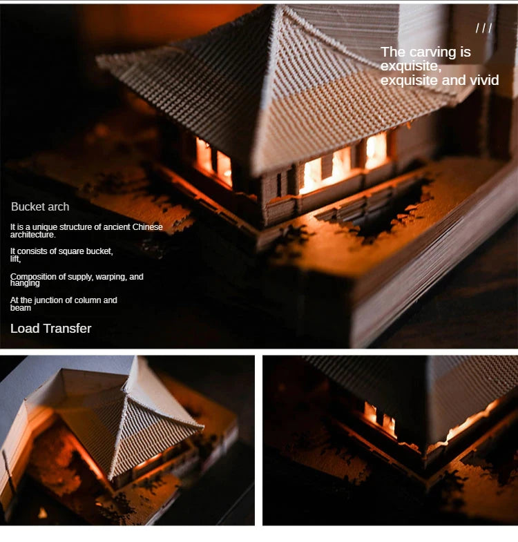 Omoshiroi Block  3D Memo Pad Arch Pavilion Notepad Led Diy Craft Office Accessories Wedding Bridesmaid Gift Message Note Paper