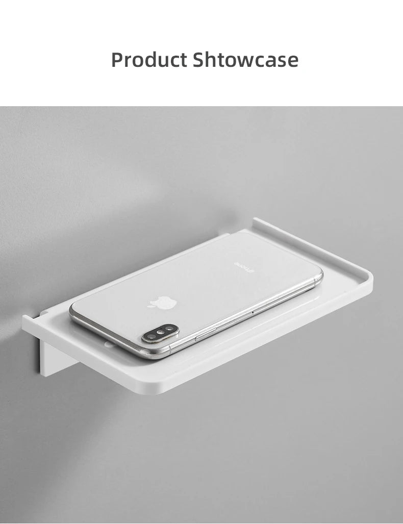 ABS Bathroom Shelf Storage Rack Black Shelves Wall Holder Shower Basket Phone Storage Bathroom Organization WB8011