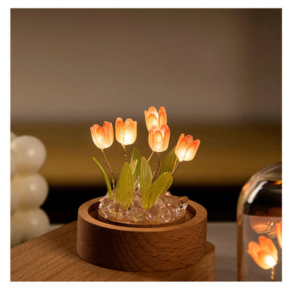 Tulip Night Light Tulip Flower Table Lamp DIY Simulation Tulip LED Night Light Handmade Bedside Light Christmas New Year Gift