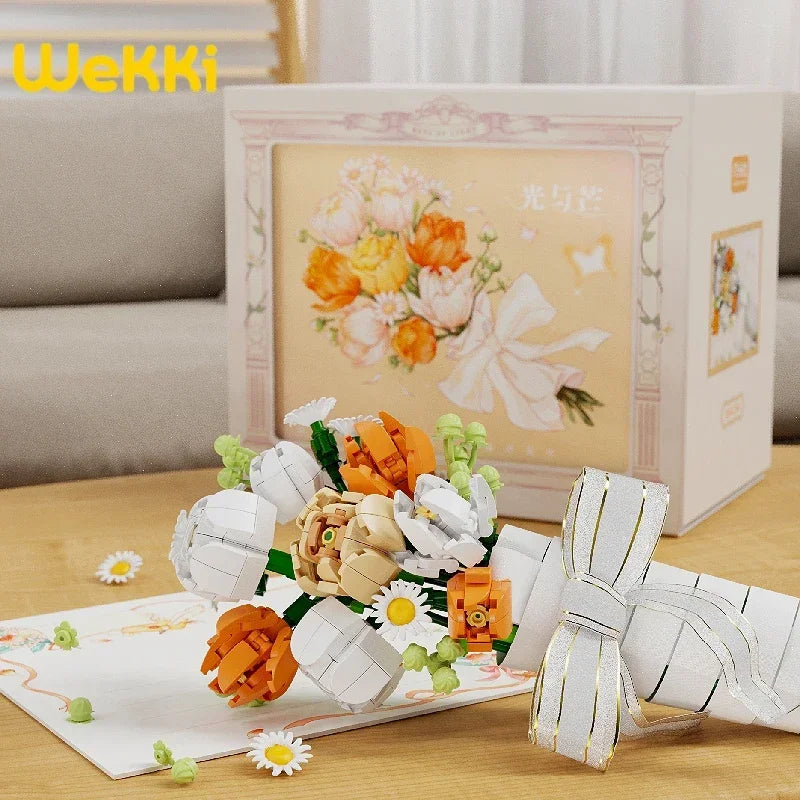Blocs de construction Wekki Bouquet de fleurs éternelles Cadre photo Puzzle à monter soi-même Jouet créatif Cadeau d'anniversaire Collection Ornement