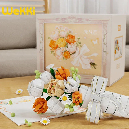 Blocs de construction Wekki Bouquet de fleurs éternelles Cadre photo Puzzle à monter soi-même Jouet créatif Cadeau d'anniversaire Collection Ornement