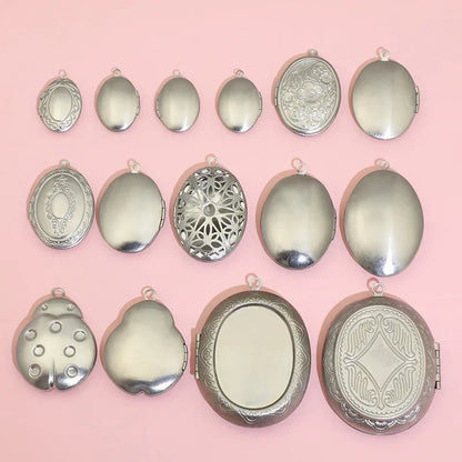 BoYuTe (20 Pieces/Lot) 316 Stainless Steel Oval Shaped Locket Pendant Can Open Photo Locket Diy Jewelry Materials