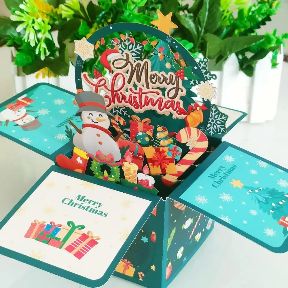 3D Pop Up Greeting Cards Merry Christmas Cards New Year Greeting Cards Birthday Blessing Postcard Swan Mermaid Thank You Cards