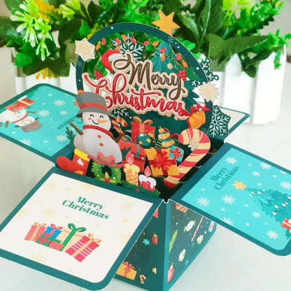 3D Pop Up Greeting Cards Merry Christmas Cards New Year Greeting Cards Birthday Blessing Postcard Swan Mermaid Thank You Cards