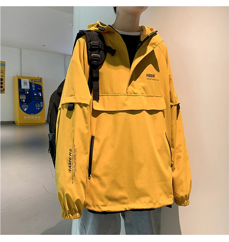 2024 New Autumn Streetwear Men Jackets Zipper Up Jacket Windbreaker Harajuku Thin Coats Loose Harajuku Oversized Outwear