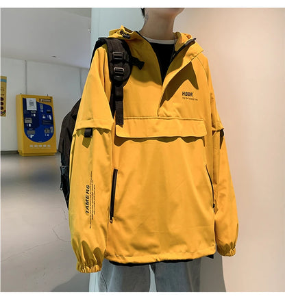 2024 New Autumn Streetwear Men Jackets Zipper Up Jacket Windbreaker Harajuku Thin Coats Loose Harajuku Oversized Outwear