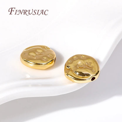 Perles d'espacement irrégulières plaquées or 18 carats 13 x 4,5 mm, perles rondes en laiton et métal pour bricolage, accessoires de bijoux
