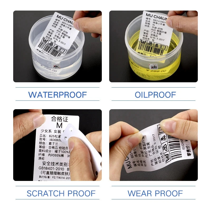 5 Rolls 30-50mm Thermal label Paper Rolls White Color Waterproof for Niimbot B1 B21 B203 B3S Label Printer Barcode Name Printing