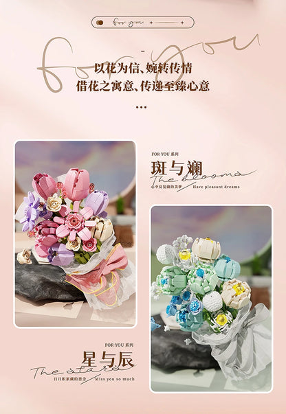 Blocs de construction Wekki Bouquet de fleurs éternelles Cadre photo Puzzle à monter soi-même Jouet créatif Cadeau d'anniversaire Collection Ornement