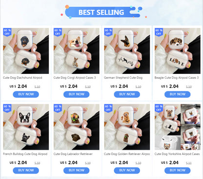 Beagle Cute Dog Airpod Cases 3 for 2 1 Pro Pods Gen Air Pods Pro Cover Funny Lovely Pet Earphone Cartoon Box Coque