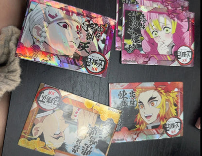 Anime Demon Slayer Kamado Tanjirou Kochou Shinobu Kanroji Mitsuri Iguro Obanai Collection Cards Christmas Birthday Gifts Toys