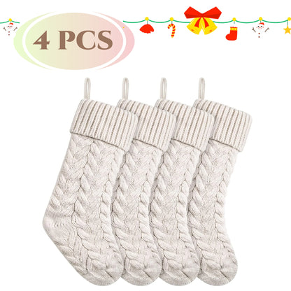 4/6PCS Christmas Stockings Knit Xmas Stockings 18 In Large Fireplace Hanging Stockings For Holiday Christmas Tree Party Decor