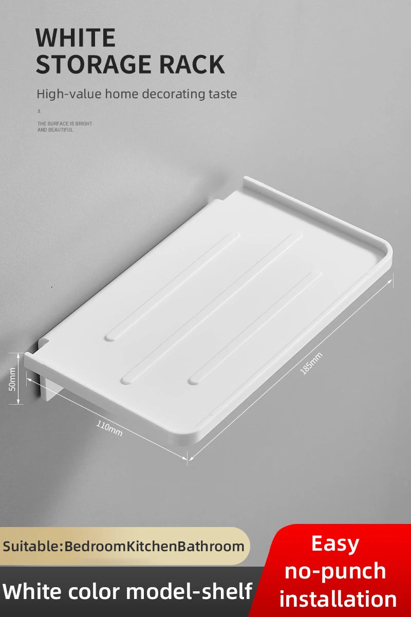 ABS Bathroom Shelf Storage Rack Black Shelves Wall Holder Shower Basket Phone Storage Bathroom Organization WB8011