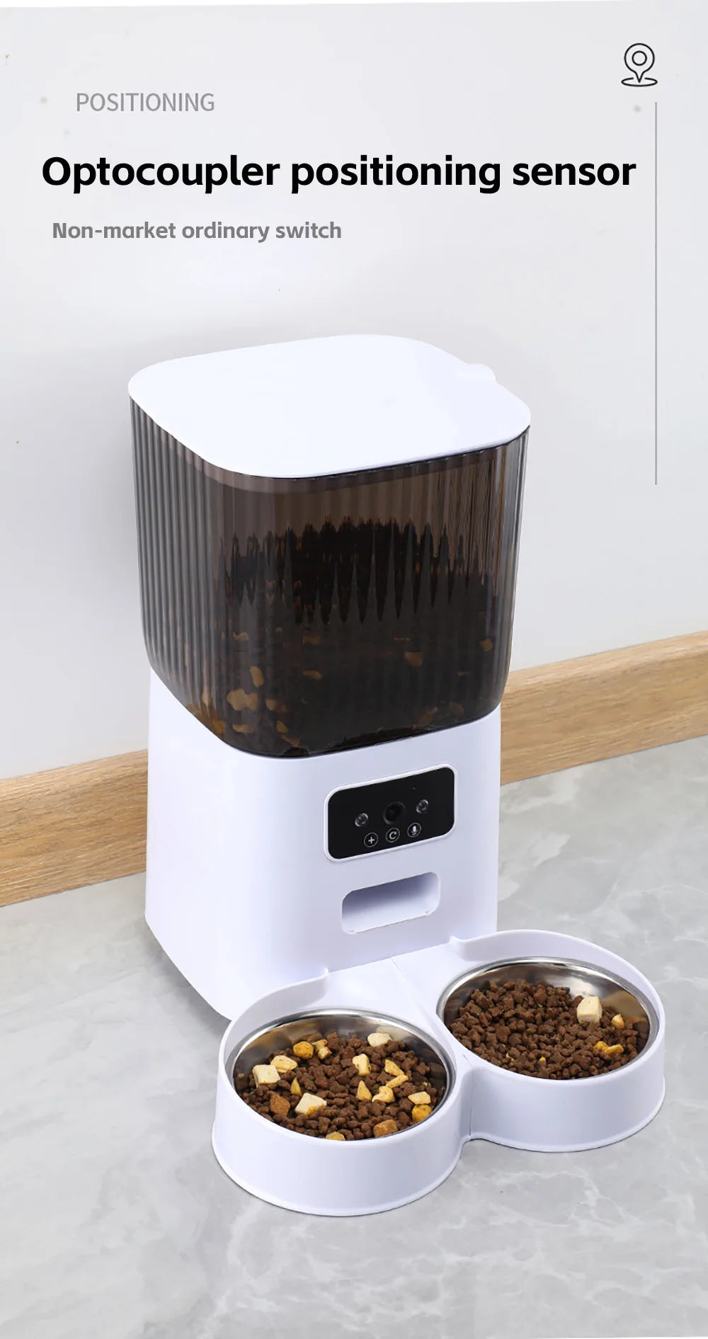 5L Pet Feeder with Camera Automatic Cat Feeder Smart Dog Food Dispenser WiFi Timing Stainless Steel Feeding Bowl（No 5V 2A Plug）