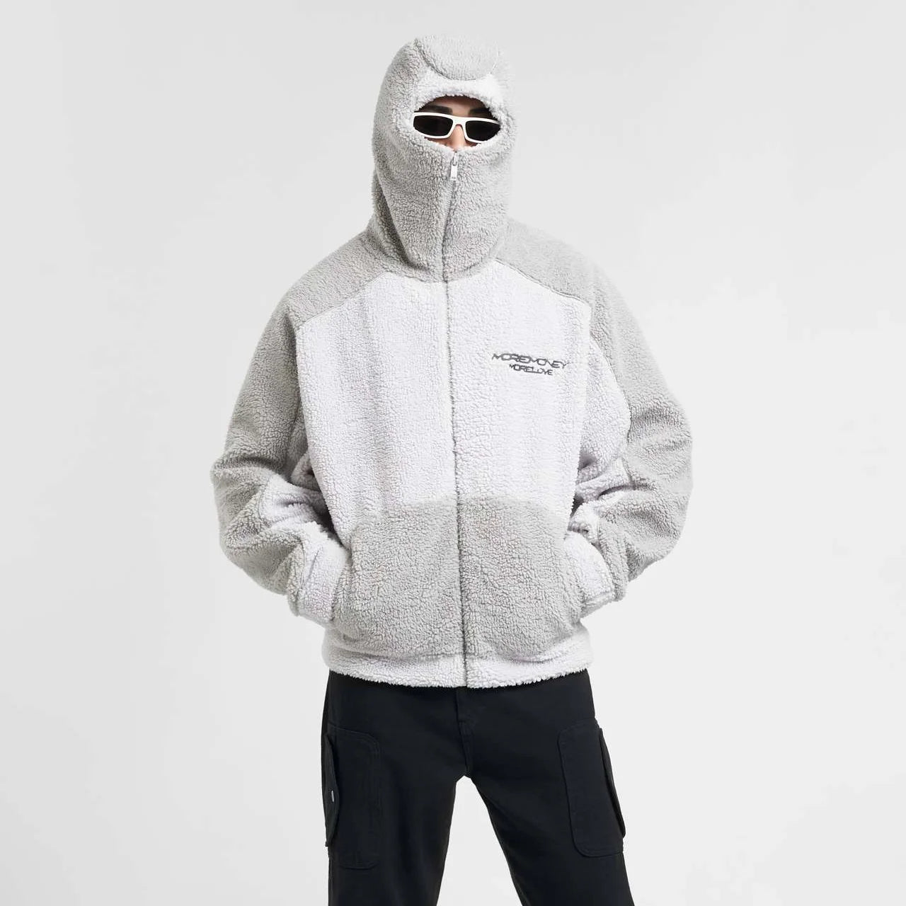 Manteau d'hiver en laine d'agneau pour homme, ample, décontracté, contraste, épissure, capuche, fermeture éclair, vêtements d'extérieur, peluche, épais, chaud, couple