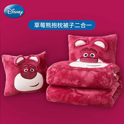 Stitch Disney Throw Pillow Blankets Two In One Kawaii Flannel Pillow Thickened Nap Blanket Living Room Cute Decoration Bedroom