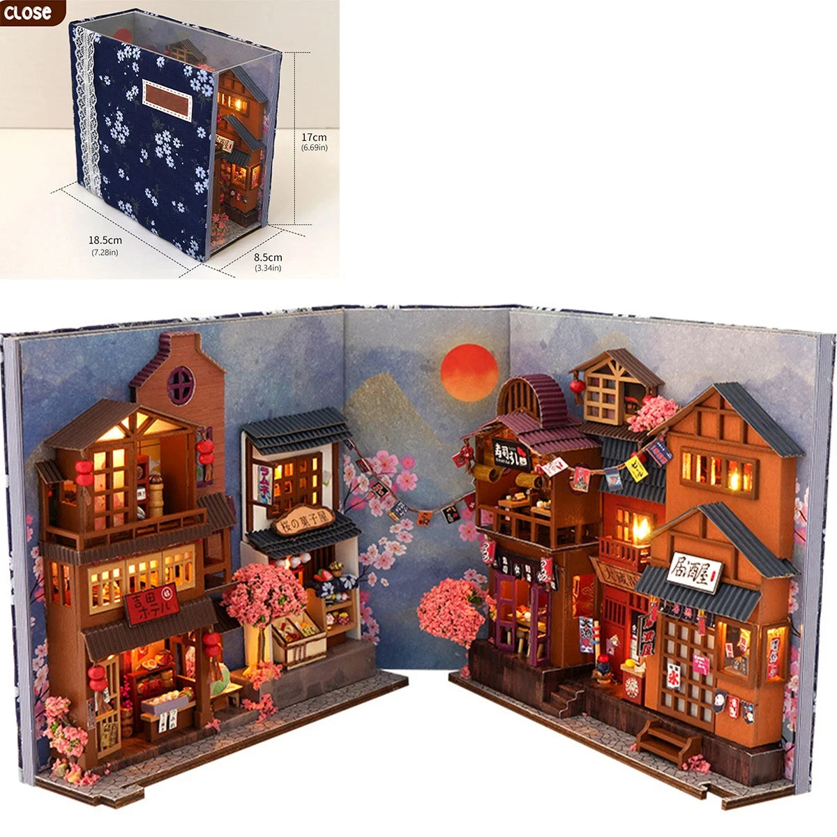 3D Wooden Puzzle DIY Book Kit Bookend Shelf Insert Alley Miniature Dollhouse Model Building Set Craft for Home Decoration P541