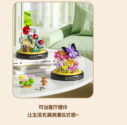 Adults Bouquet Flowers Micro Building Blocks Construction Set for Children Girl 9 to 12 Years Old Animal Insert Mini Bricks Toys