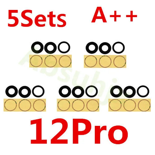 Absuhjx 5sets A++ Back Camera Glass Lens for iPhone 11 12 13 Pro Max 13Mini 14 14Plus X XS XR Rear Cam Holder