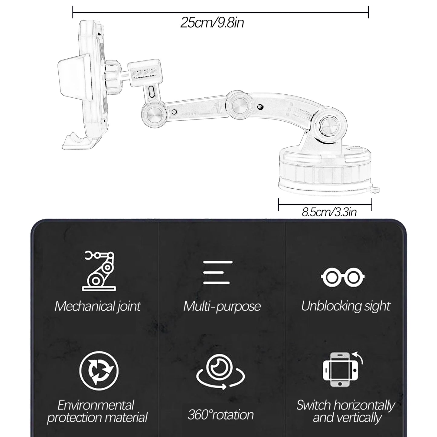 360° Universal Cell Phone Holder GPS PDA For Car Dashboard & Windshield Mount Stand Suction Car Trunk RV Desk Stand Accessories