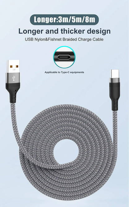 Usb C Super Fast Charge Cable for Huawei 8M 5M 3M 2M 1M 6A Usb Type-C Equipment Cable for Samsung Xiaomi Oppo Oneplus Vr Camera