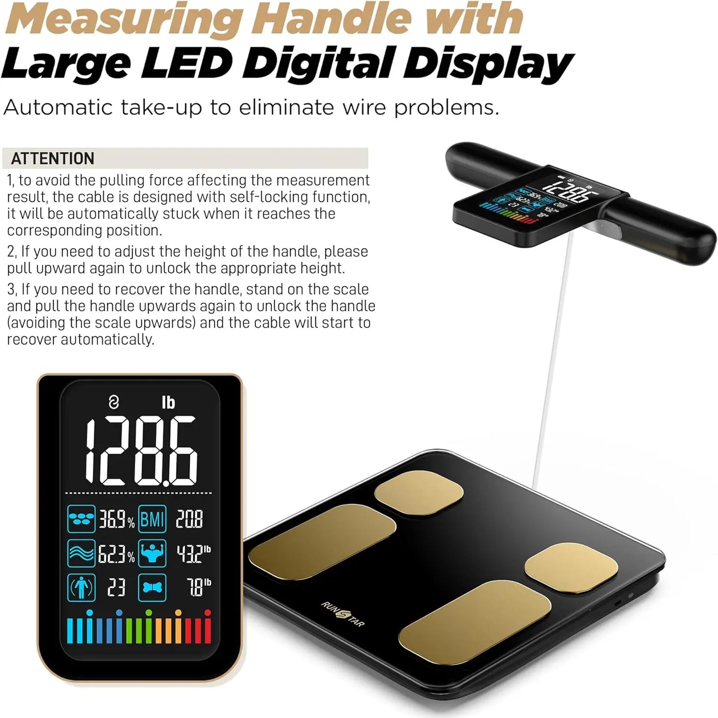 Scale for Body Weight and Fat Percentage, 8 Electrodes High Precision Digital Scale for BMI 20 Body Composition Measurement
